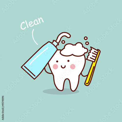 cute cartoon tooth brush concept