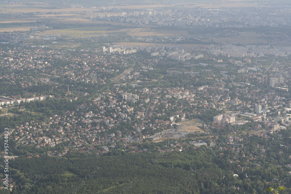 areal view of the city of Sofia. Sofia is the capital of Bulgari