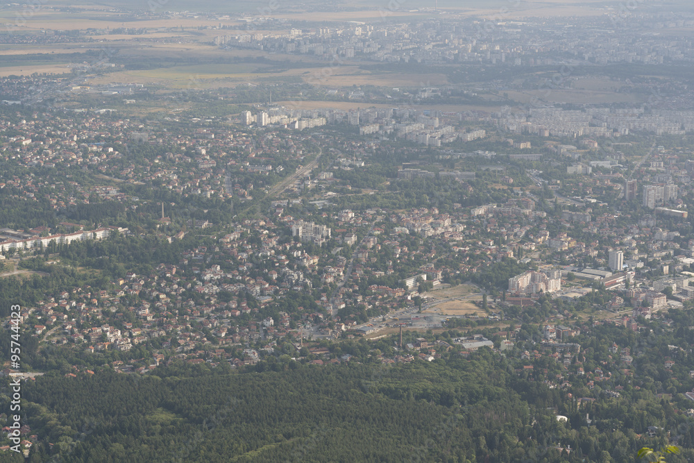 Fototapeta premium areal view of the city of Sofia. Sofia is the capital of Bulgari