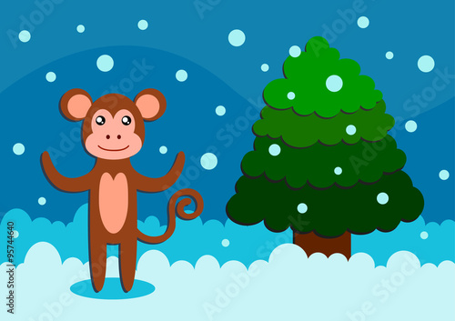 The monkey and the Christmas tree.