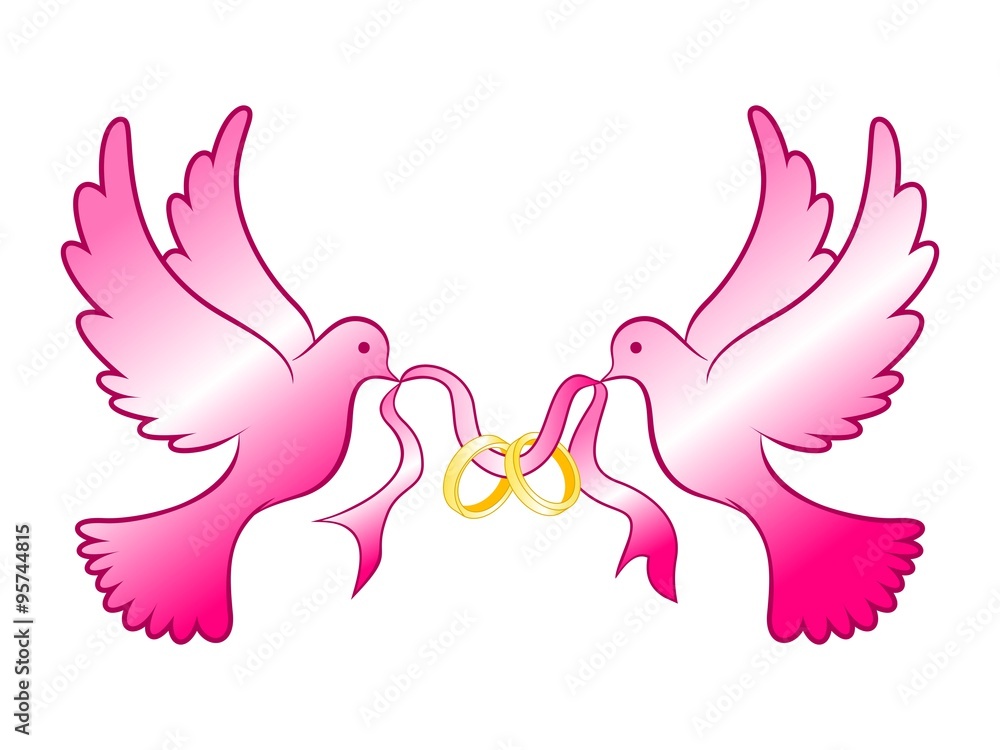 Wedding Dove With Ring Color Stock Vector | Adobe Stock