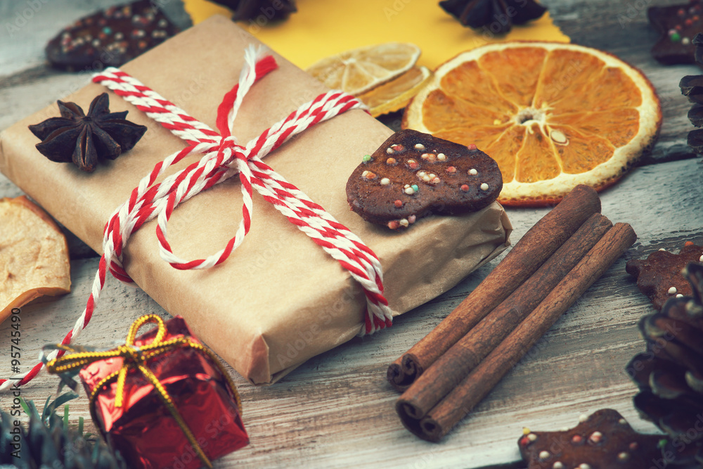 Christmas gift box and christmas decorations
Christmas gift box and christmas decorations