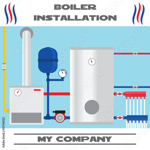 Boiler installation banner. Vector.