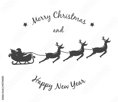 Christmas background with Santa Claus on a sleigh