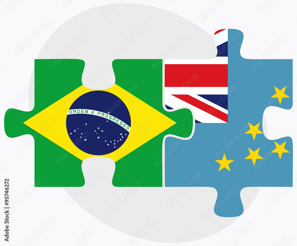 Brazil and Tuvalu Flags