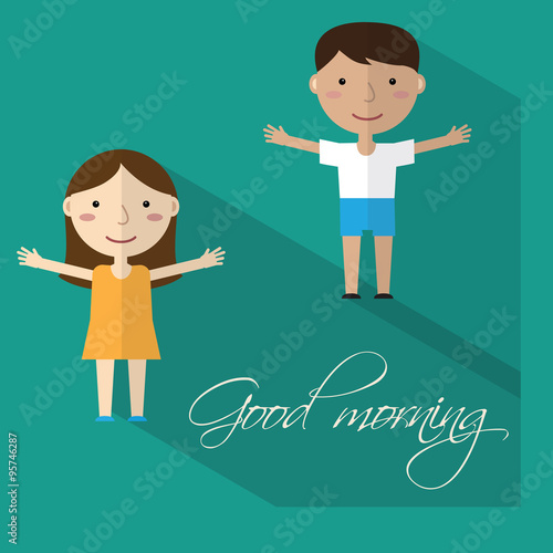 Morning gymnastics. Vector.