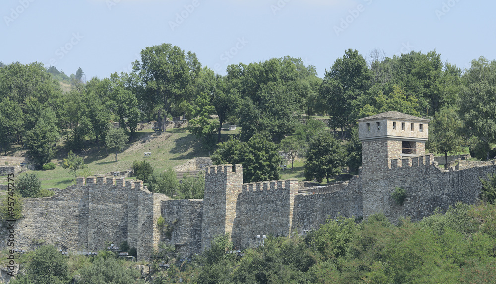 Fototapeta premium fortress tower and wall of the fortress of Tsarevets in the Town of Veliko Turnovo