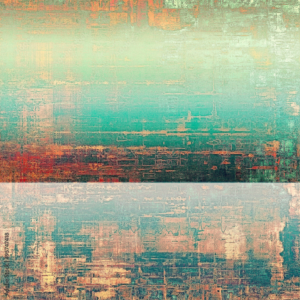 Obraz premium Textured old pattern as background. With different color patterns: yellow (beige); red (orange); blue; green