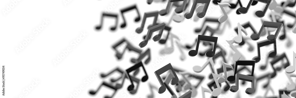 Fototapeta premium Musical notes background, 3d illustration