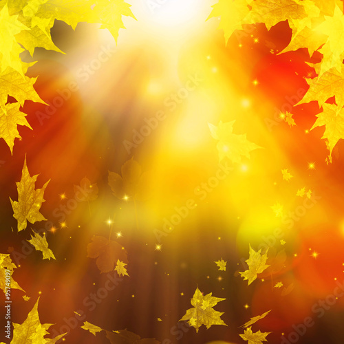 Festive Autumn Leaves ,Abstract Autumn Background Illustration