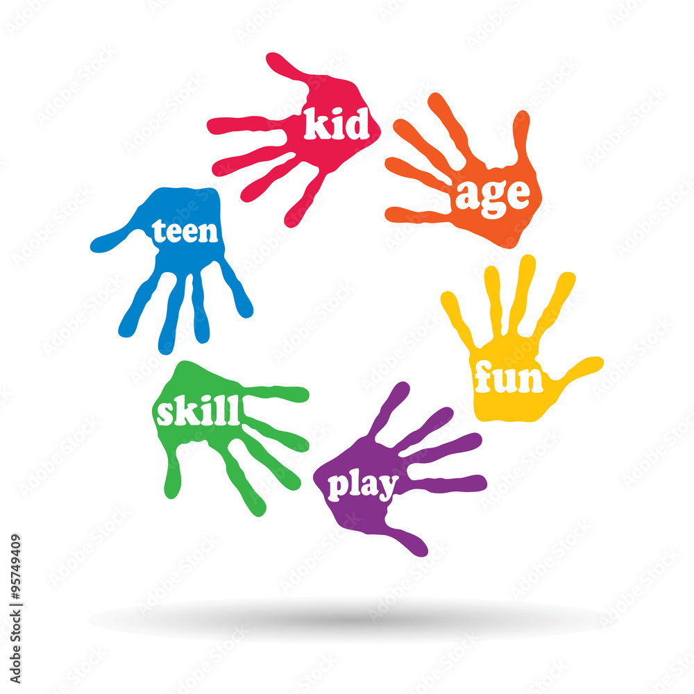 Conceptual circle hand print word cloud Conceptual circle hand print word cloud