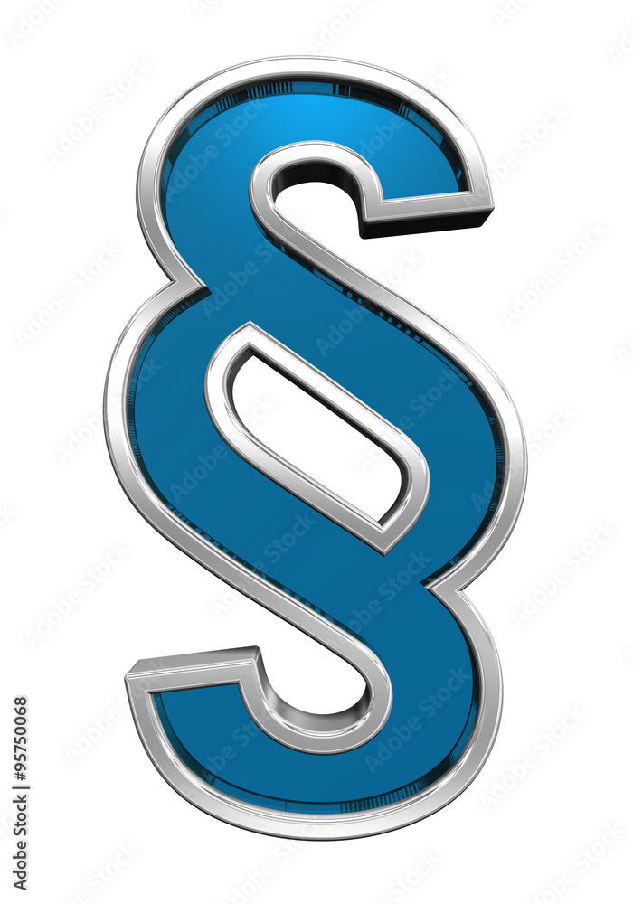 Paragraph sign from blue glass with chrome frame alphabet set, isolated on white. Computer generated 3D photo rendering. Paragraph sign from blue glass with chrome frame alphabet set, isolated on white. Computer generated 3D photo rendering.