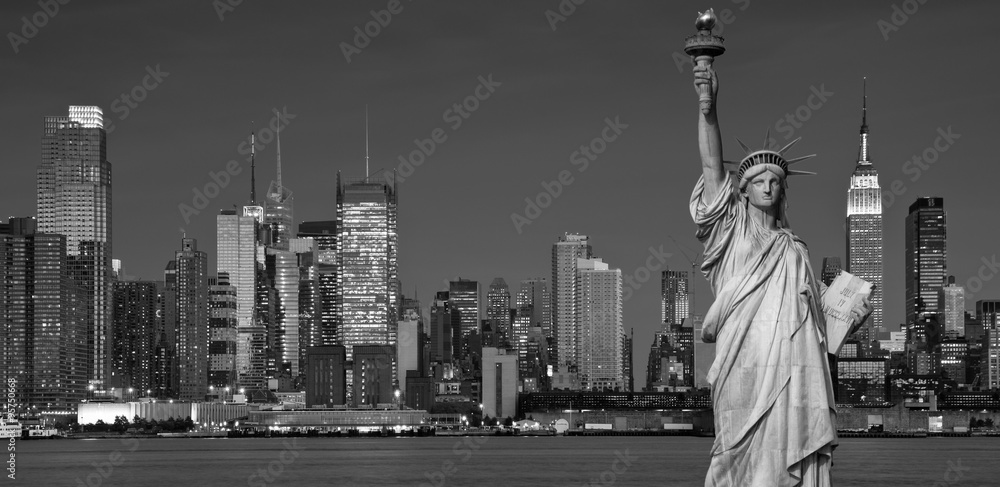 tourism concept new york city with statue liberty - obrazy, fototapety, plakaty 