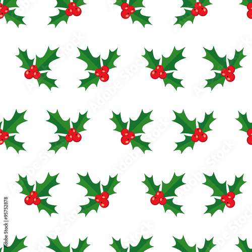 Seamless pattern with holly berry. Vector illustration.