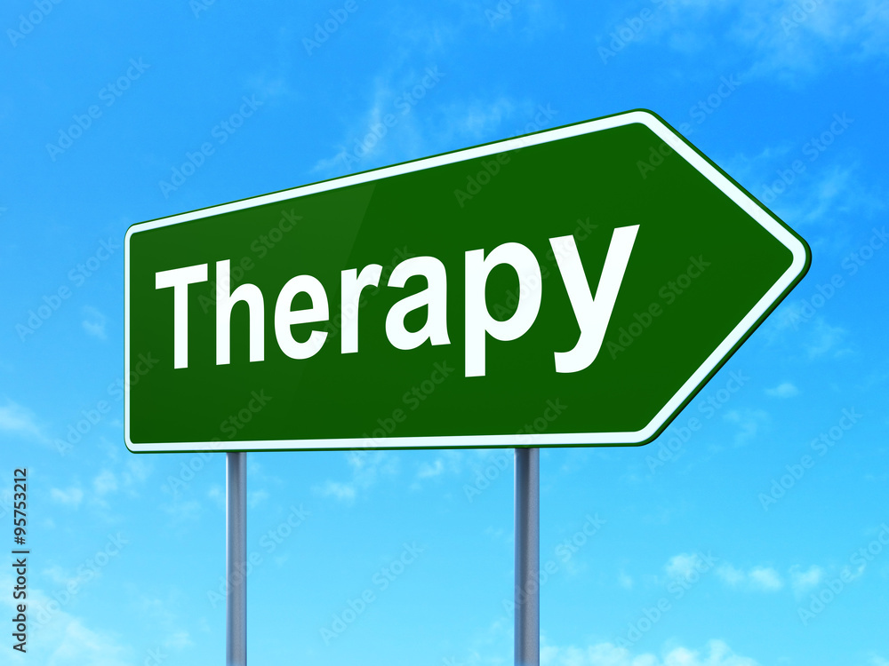 Medicine concept: Therapy on road sign background Medicine concept: Therapy on road sign background