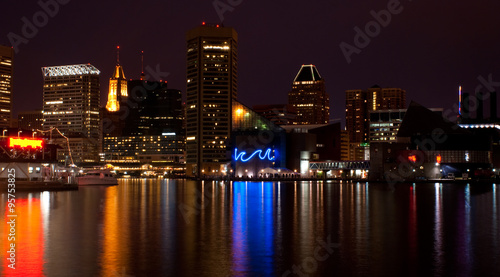 Baltimore Inner Harbor at night © Aneese