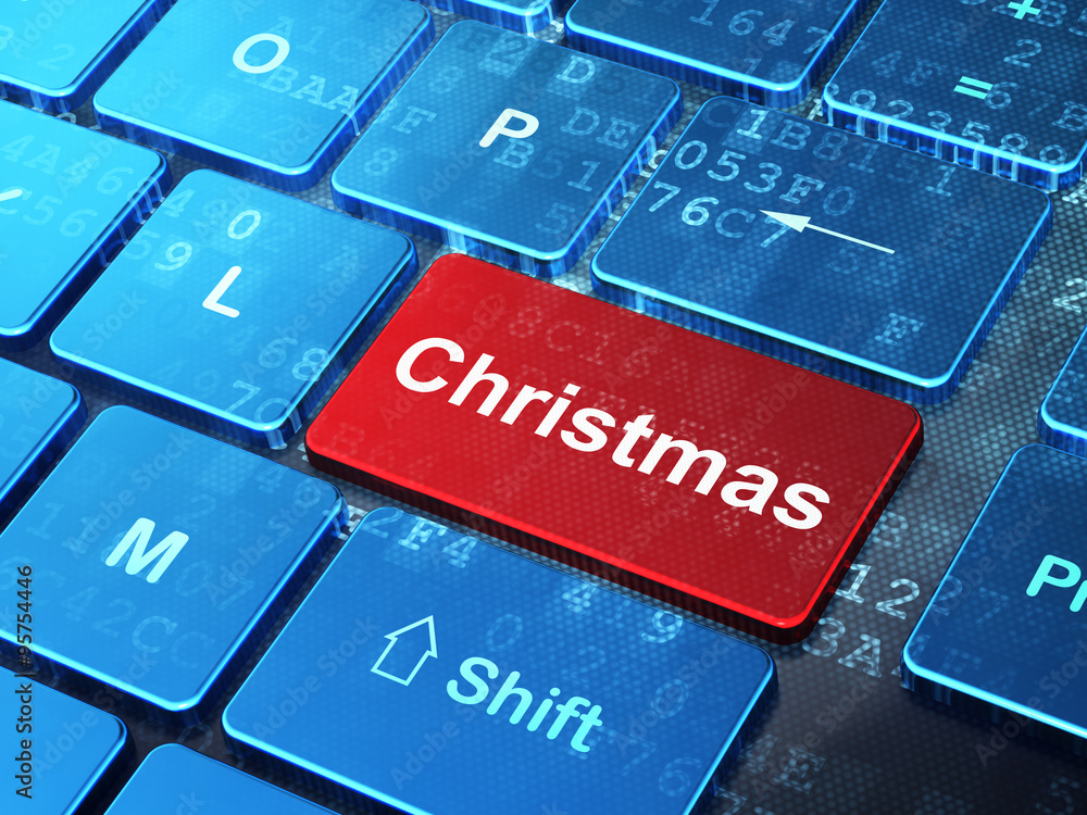 Fototapeta premium Entertainment, concept: Christmas on computer keyboard background