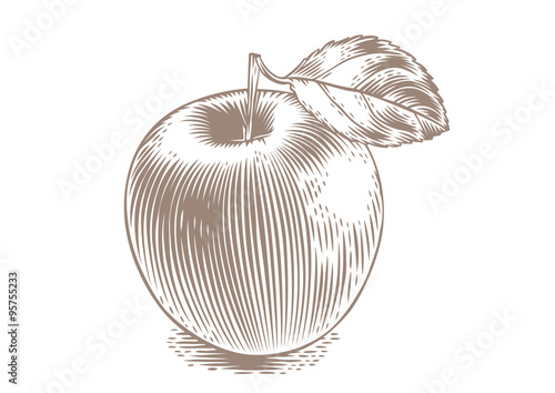 Whole apple with leaf