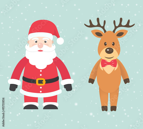 winter deer and santa claus