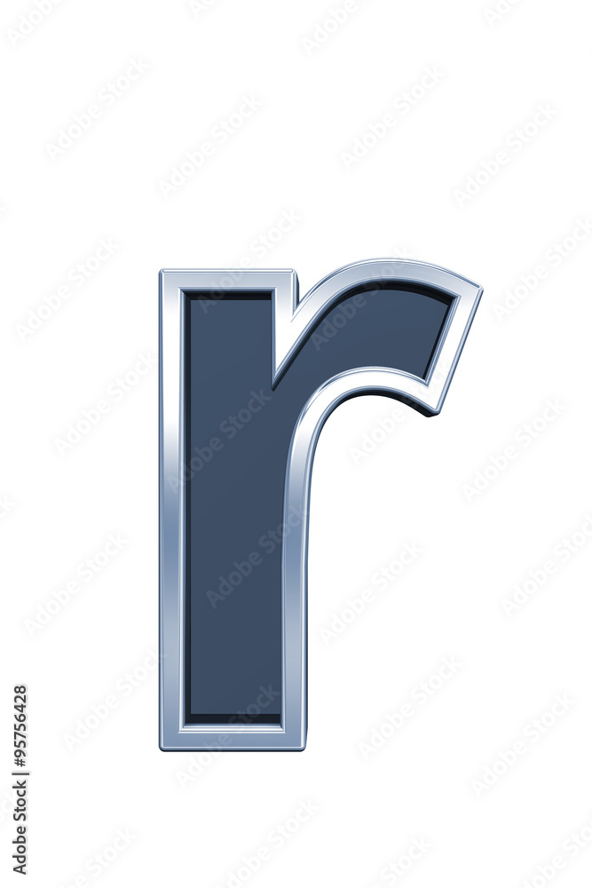 One lower case letter from grey glass with chrome frame alphabet set, isolated on white. Computer generated 3D photo rendering. One lower case letter from grey glass with chrome frame alphabet set, isolated on white. Computer generated 3D photo rendering.