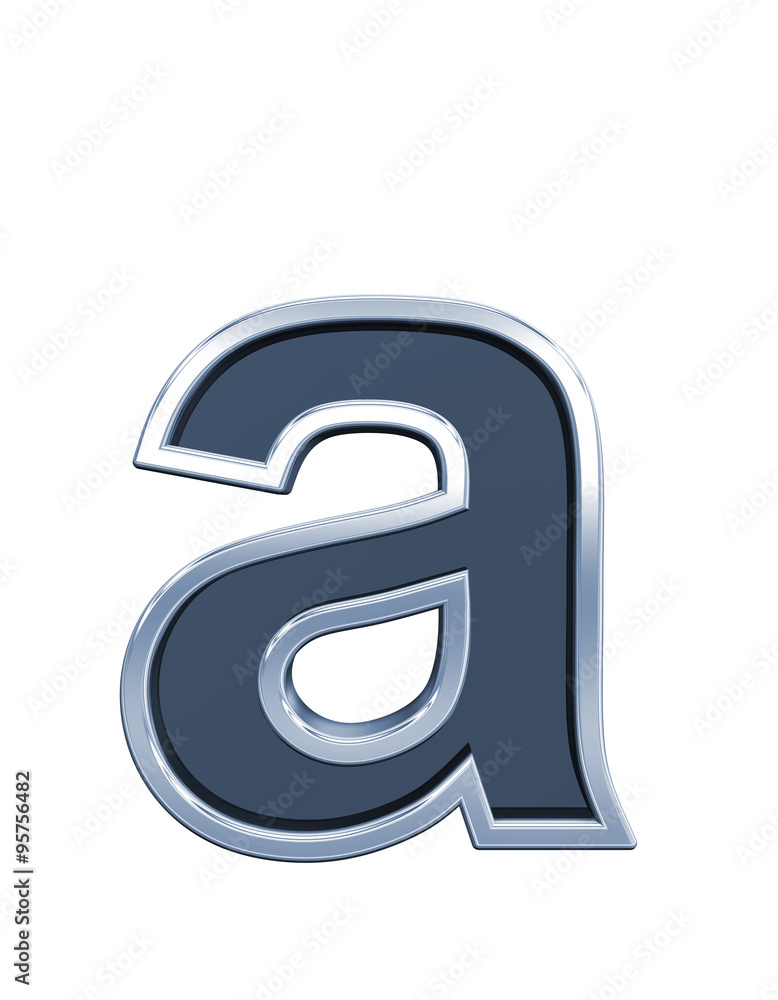 One lower case letter from grey glass with chrome frame alphabet set, isolated on white. Computer generated 3D photo rendering. One lower case letter from grey glass with chrome frame alphabet set, isolated on white. Computer generated 3D photo rendering.