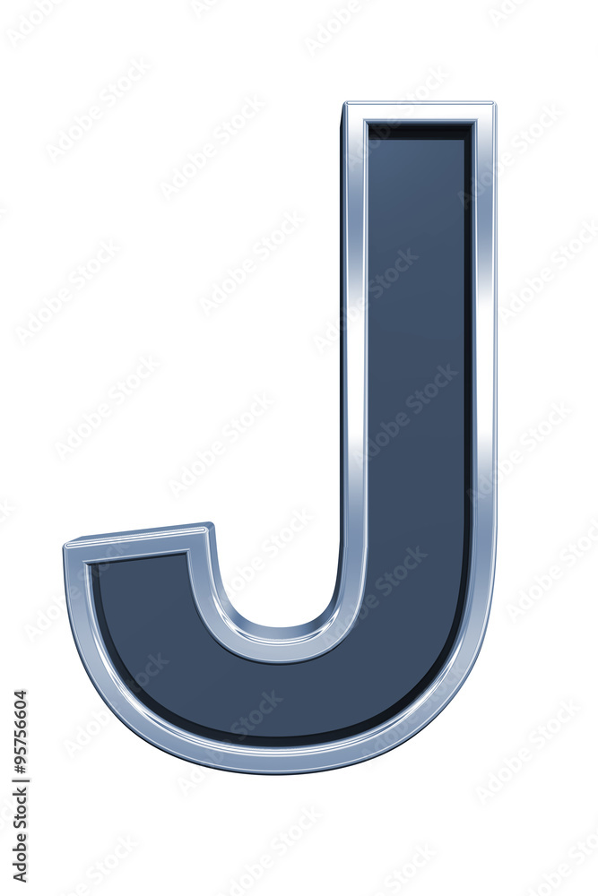 One letter from grey glass with chrome frame alphabet set, isolated on white. Computer generated 3D photo rendering. One letter from grey glass with chrome frame alphabet set, isolated on white. Computer generated 3D photo rendering.