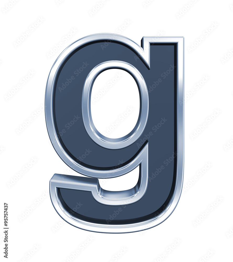 One lower case letter from grey glass with chrome frame alphabet set, isolated on white. Computer generated 3D photo rendering. One lower case letter from grey glass with chrome frame alphabet set, isolated on white. Computer generated 3D photo rendering.