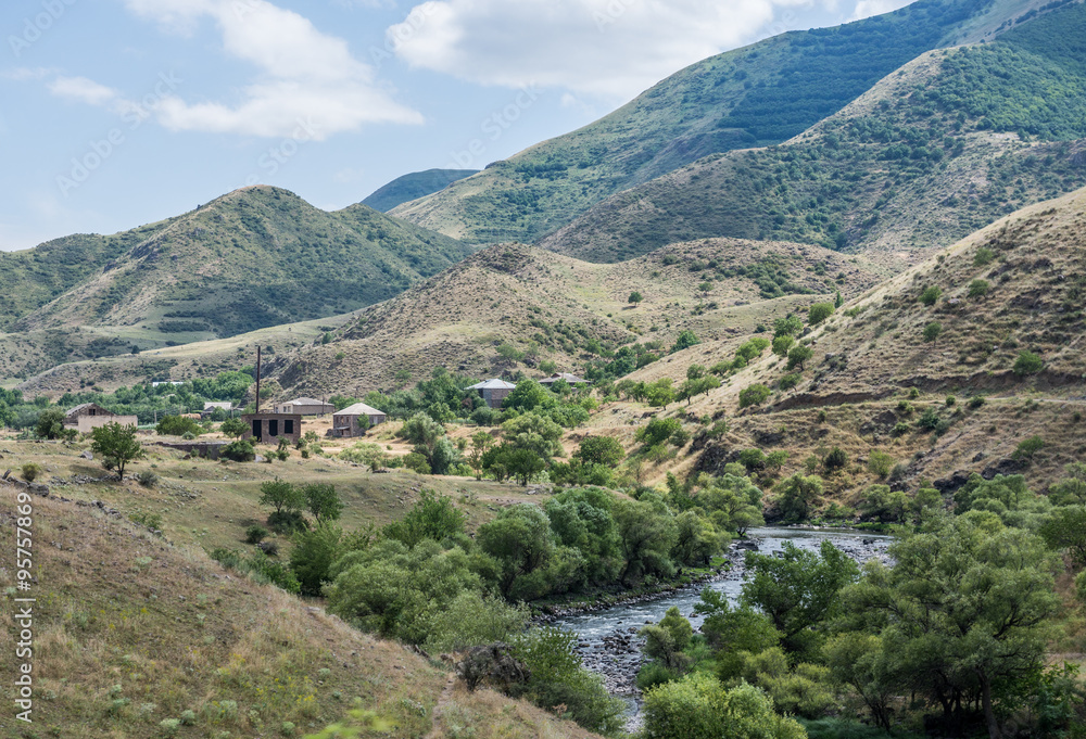 Kura River seen from road to Vardzia cave monastery in Samtskhe-Javakheti region, Georgia