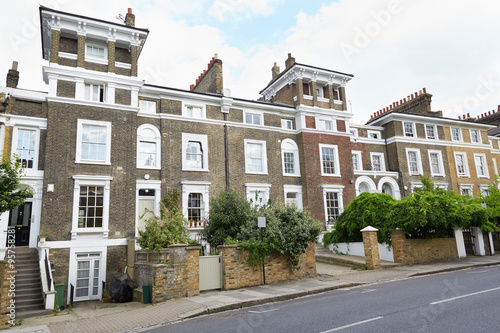 English brown bricks houses in London with small tower