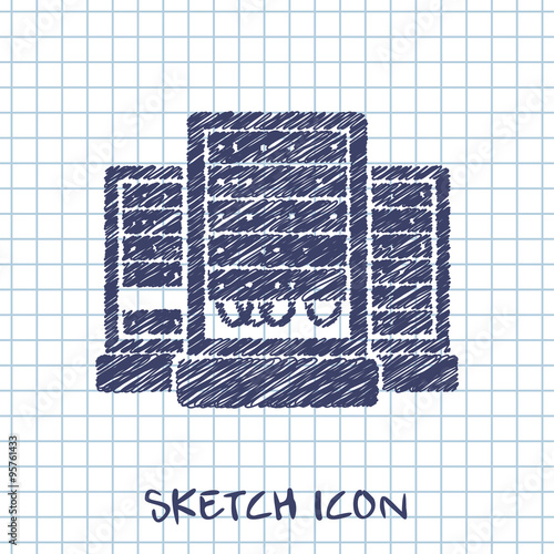 server cabinets vector sketch icon
