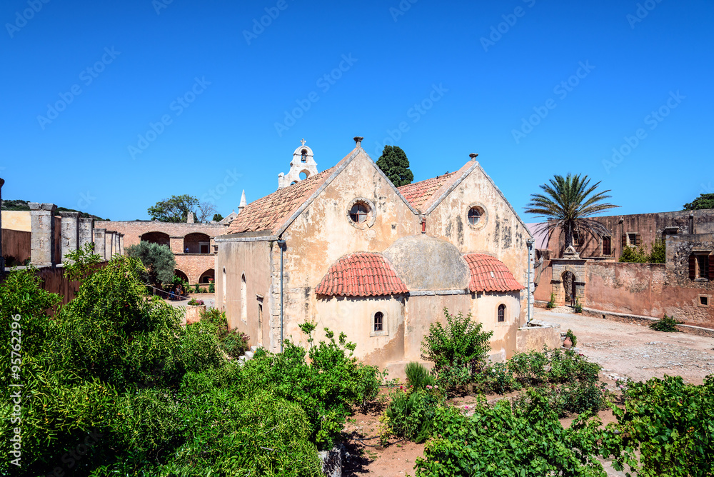Arkadi Monastery, an Eastern Orthodox monastery, situated at the southeast of Rethymnon, on the island of Crete, Greece