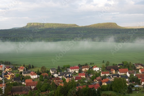 Sandstone mountain Grosser and Kleiner Zschirnstein in Saxon Switzerland, Germany photo