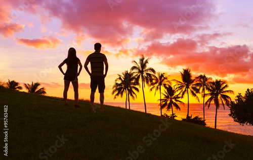 Couple watching the sunset. 