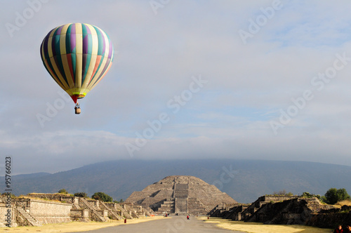 Moon pyramid with hot air balloon