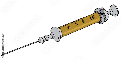 Old glass syringe / Hand drawing