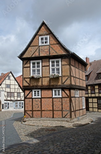 Half-timbered houses in the medieval city Quedlinburg in Germany