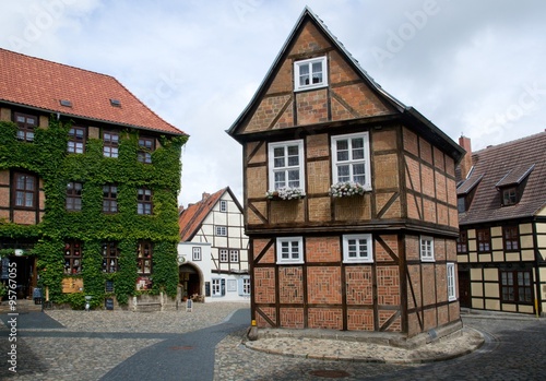 Half-timbered houses in the medieval city Quedlinburg in Germany