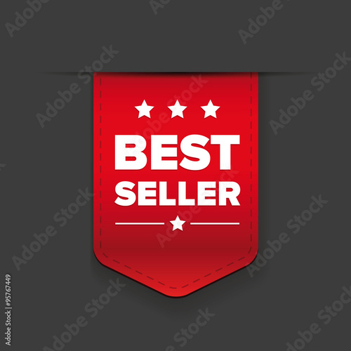 Best seller ribbon red vector