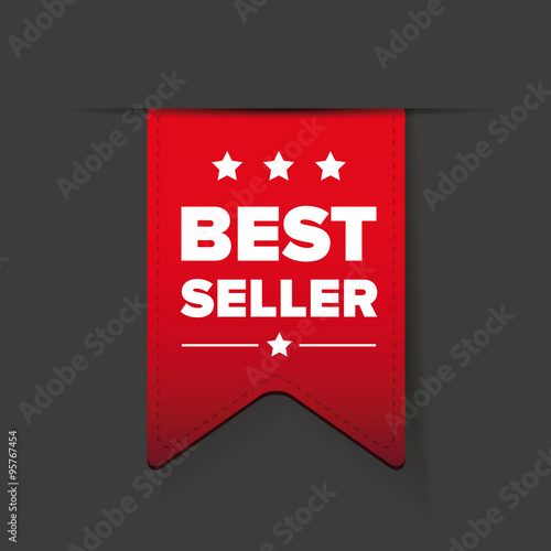 Best seller ribbon red vector