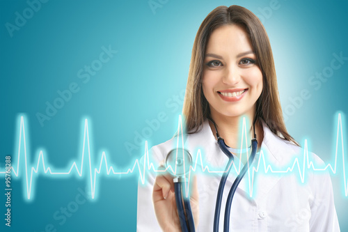 Young beautiful doctor with...