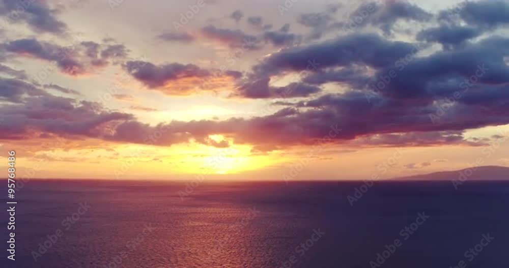 Amazing Aerial Sunset View in Hawaii. 4k Aerial Shot. Amazing Aerial Sunset View in Hawaii. 4k Aerial Shot.