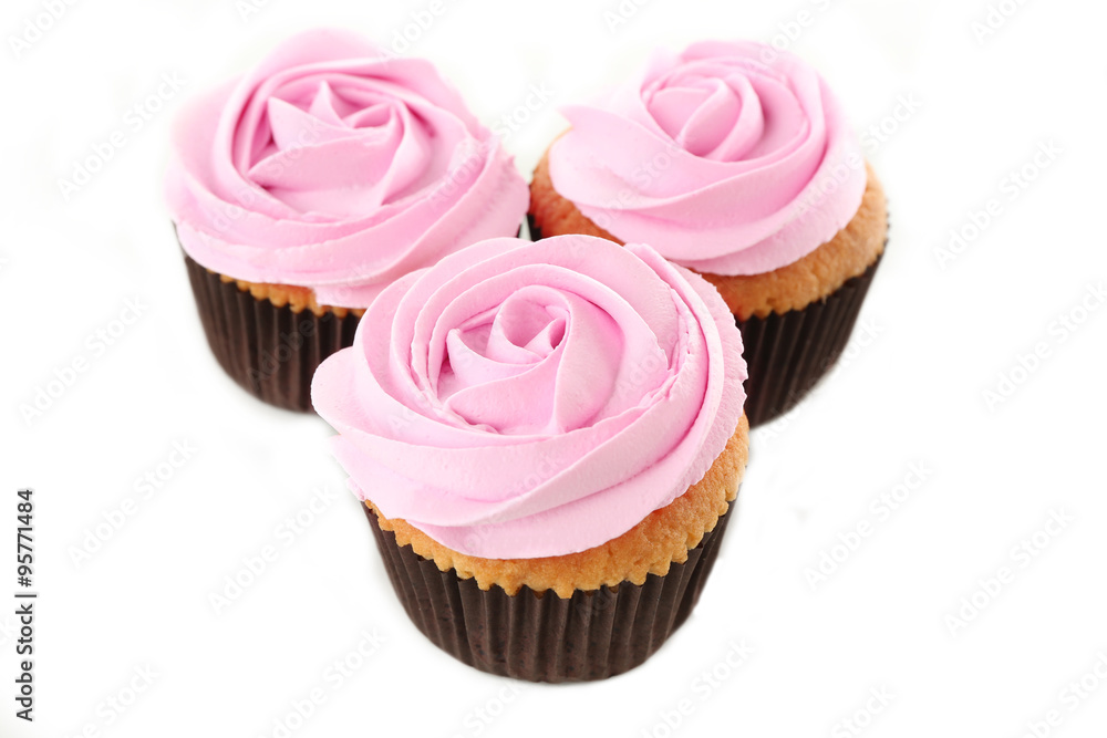 Tasty cupcakes, isolated on white Tasty cupcakes, isolated on white