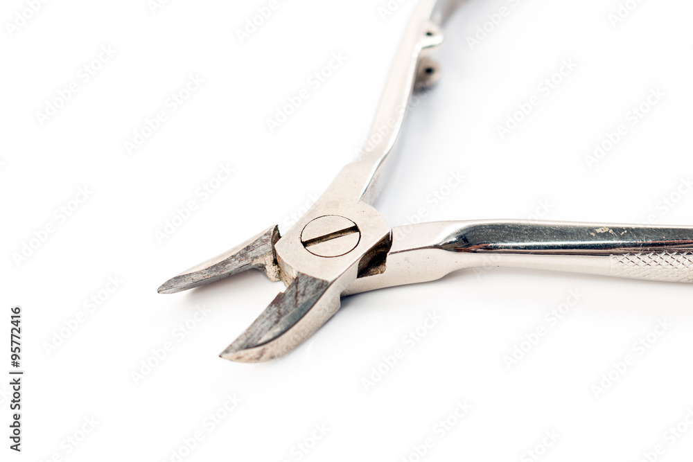 Forceps Tongs for a Manicure Isolated on a white background Forceps Tongs for a Manicure Isolated on a white background