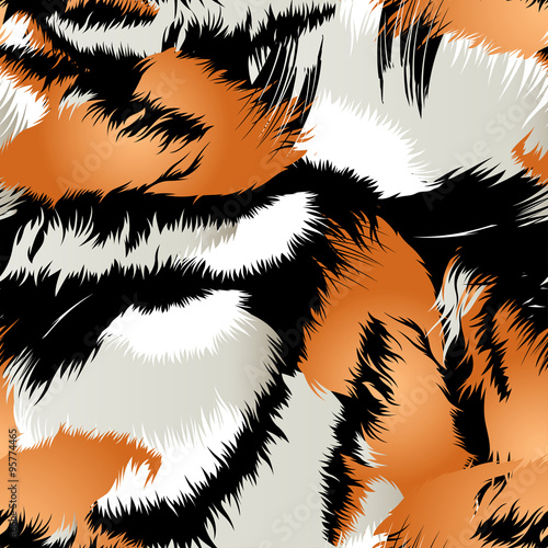 Fototapeta Naklejka Na Ścianę i Meble -  Wild tiger stripes in a seamless pattern