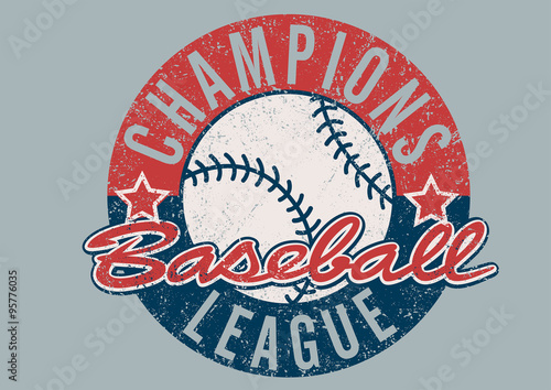 Baseball Champions league distressed print