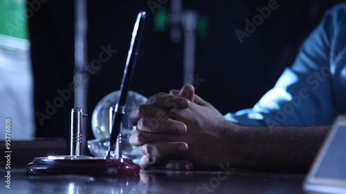 Male Model hand with Gold Rings photo