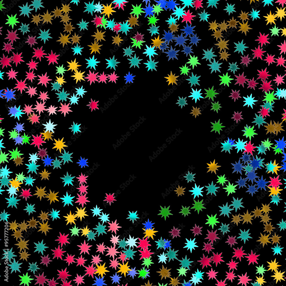 carré d' étoiles multicolores sur fond noir carré d' étoiles multicolores sur fond noir