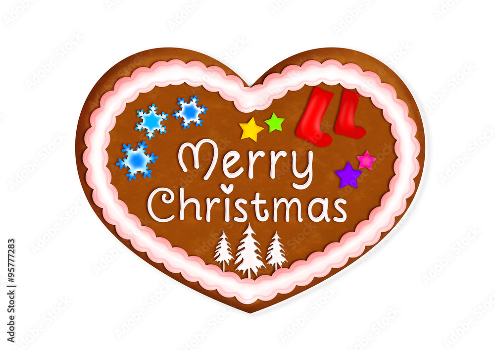 Lebkuchenherz Merry Christmas / Frohe Weihnachten StockIllustration