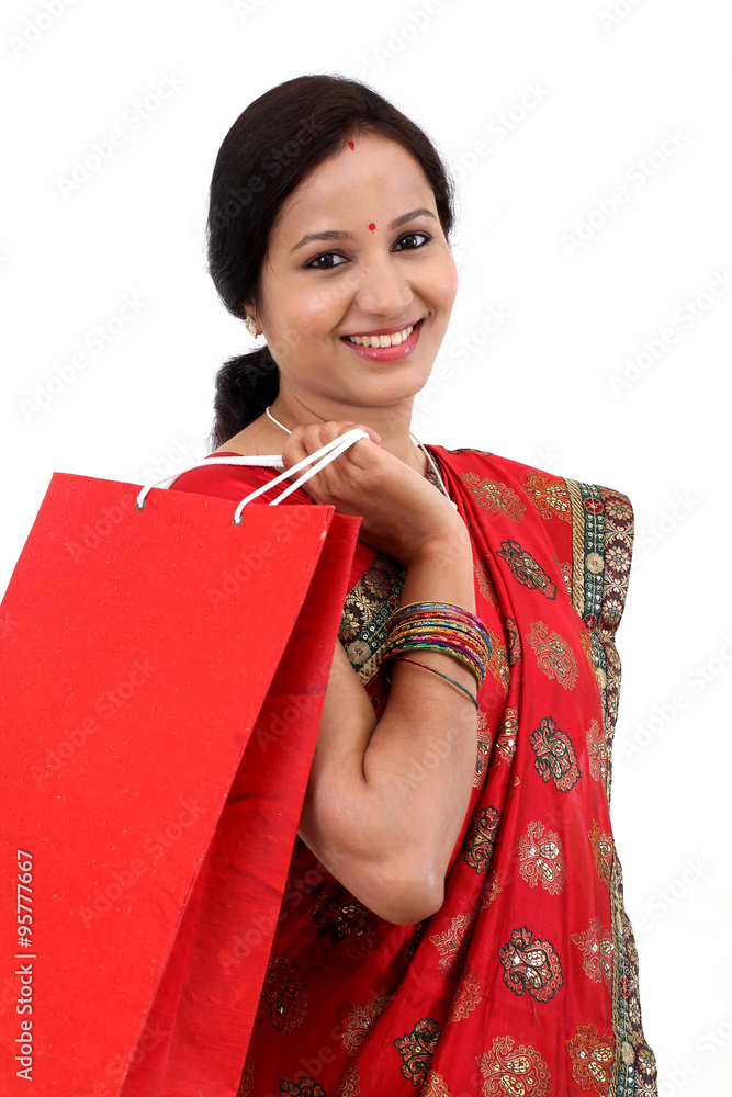 Indian Traditional Woman sitting by the Riverside Tote Bag