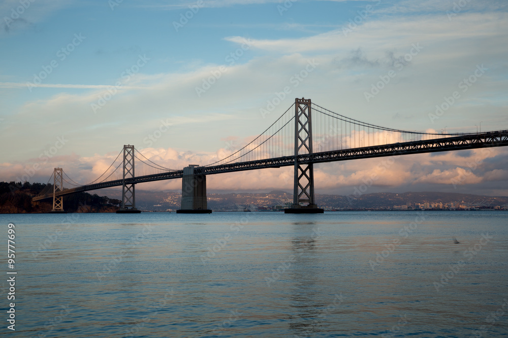Bay Bridge from Pier 14, San Francisco, Sunset